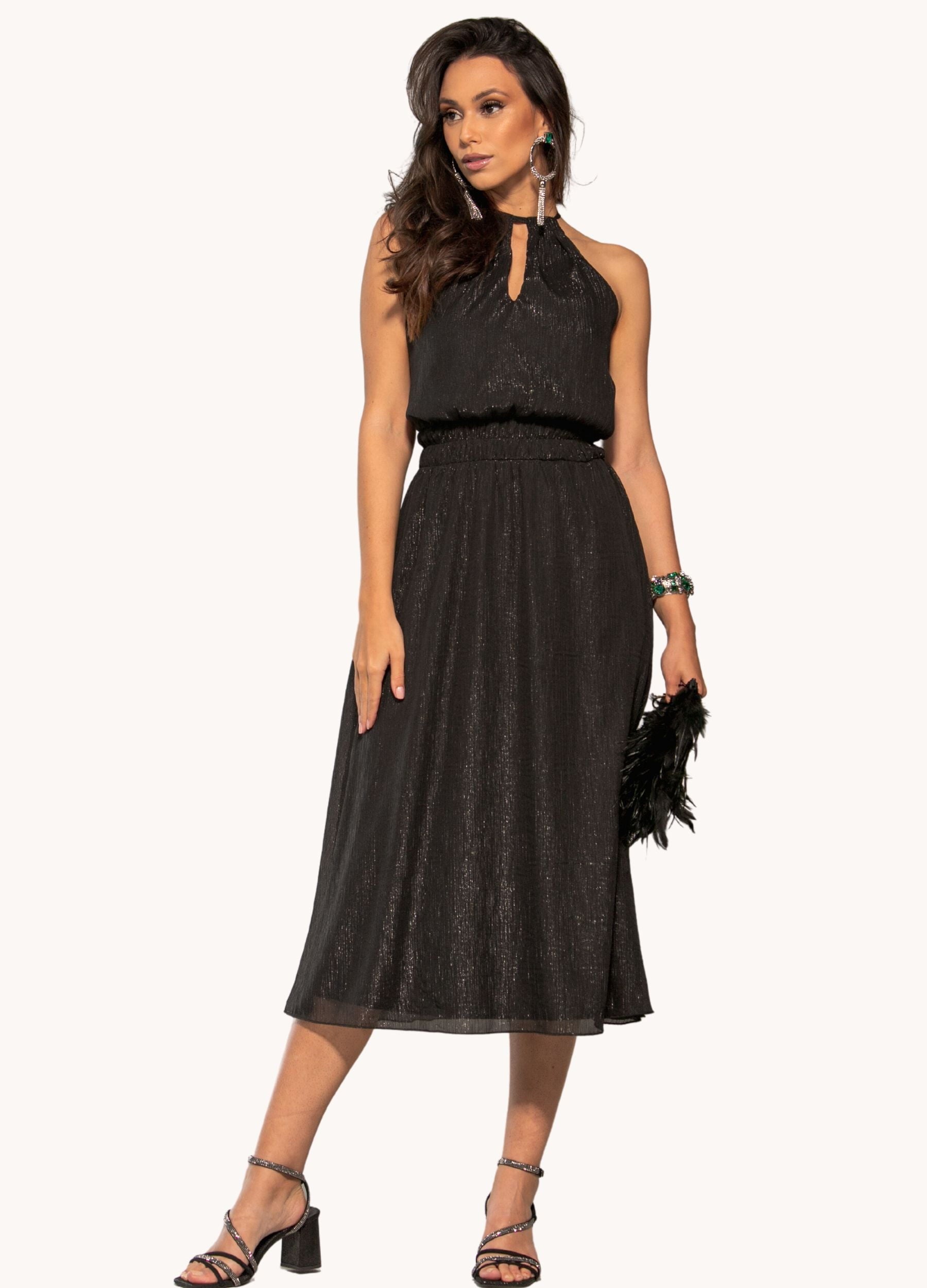 VESTIDO MIDI COM LUREX