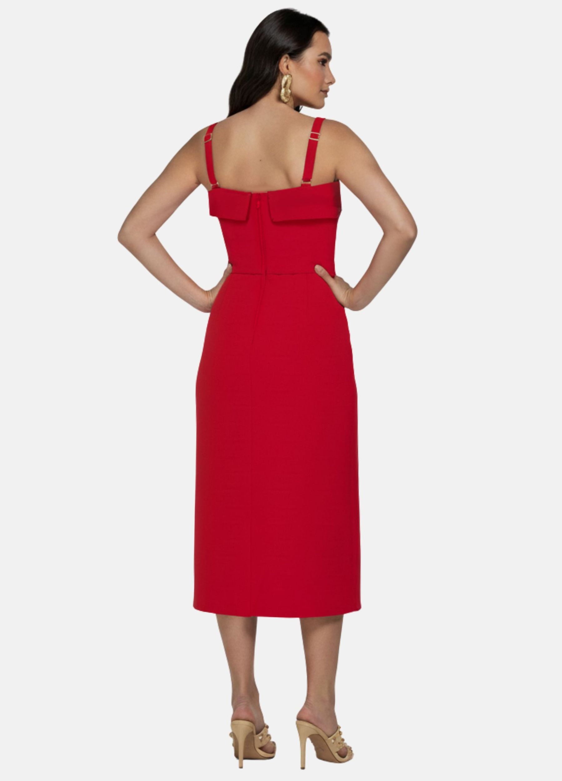 VESTIDO MIDI LAURA C/ PALA E FIVELA