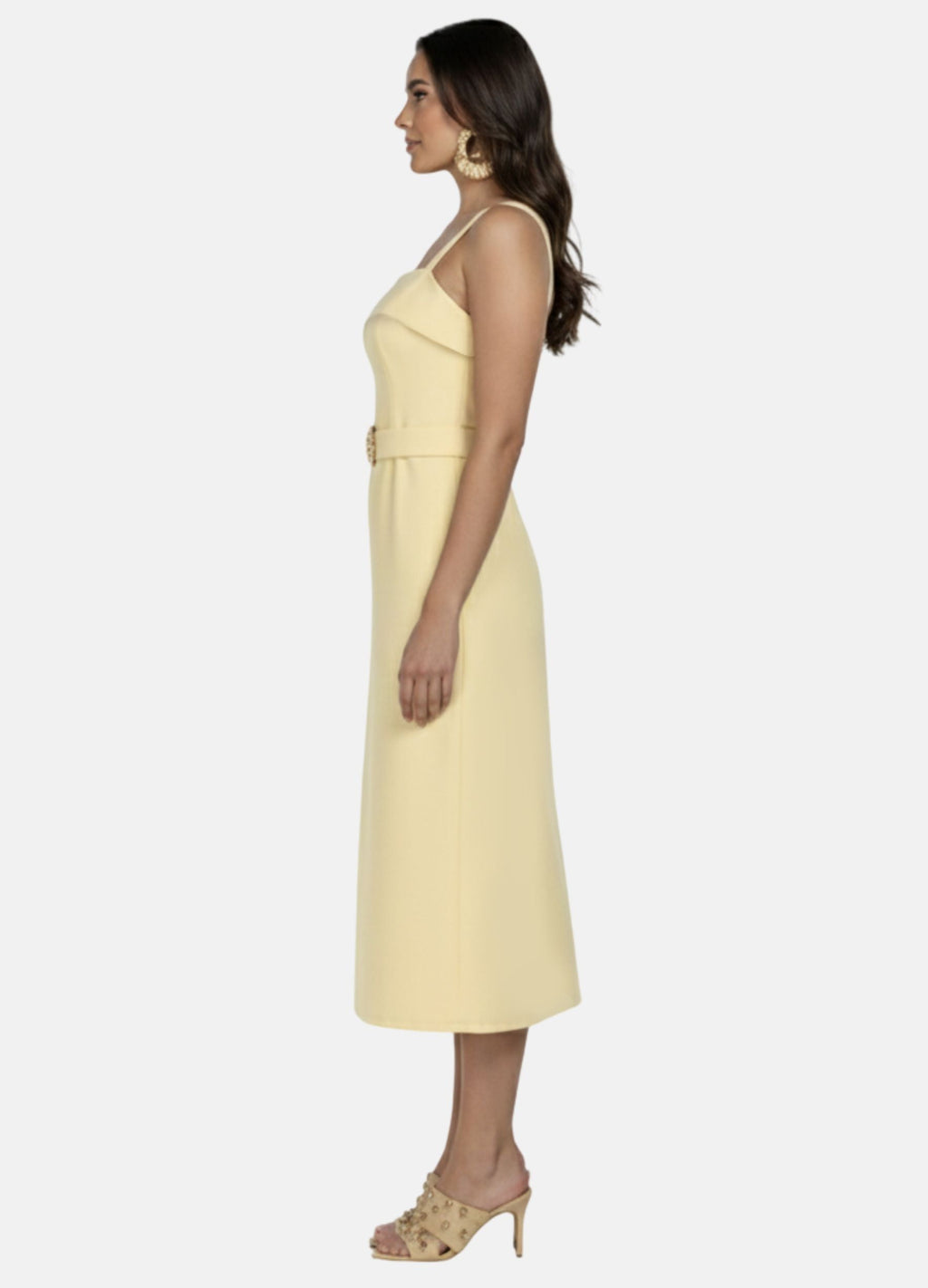 VESTIDO MIDI LAURA C/ PALA E FIVELA