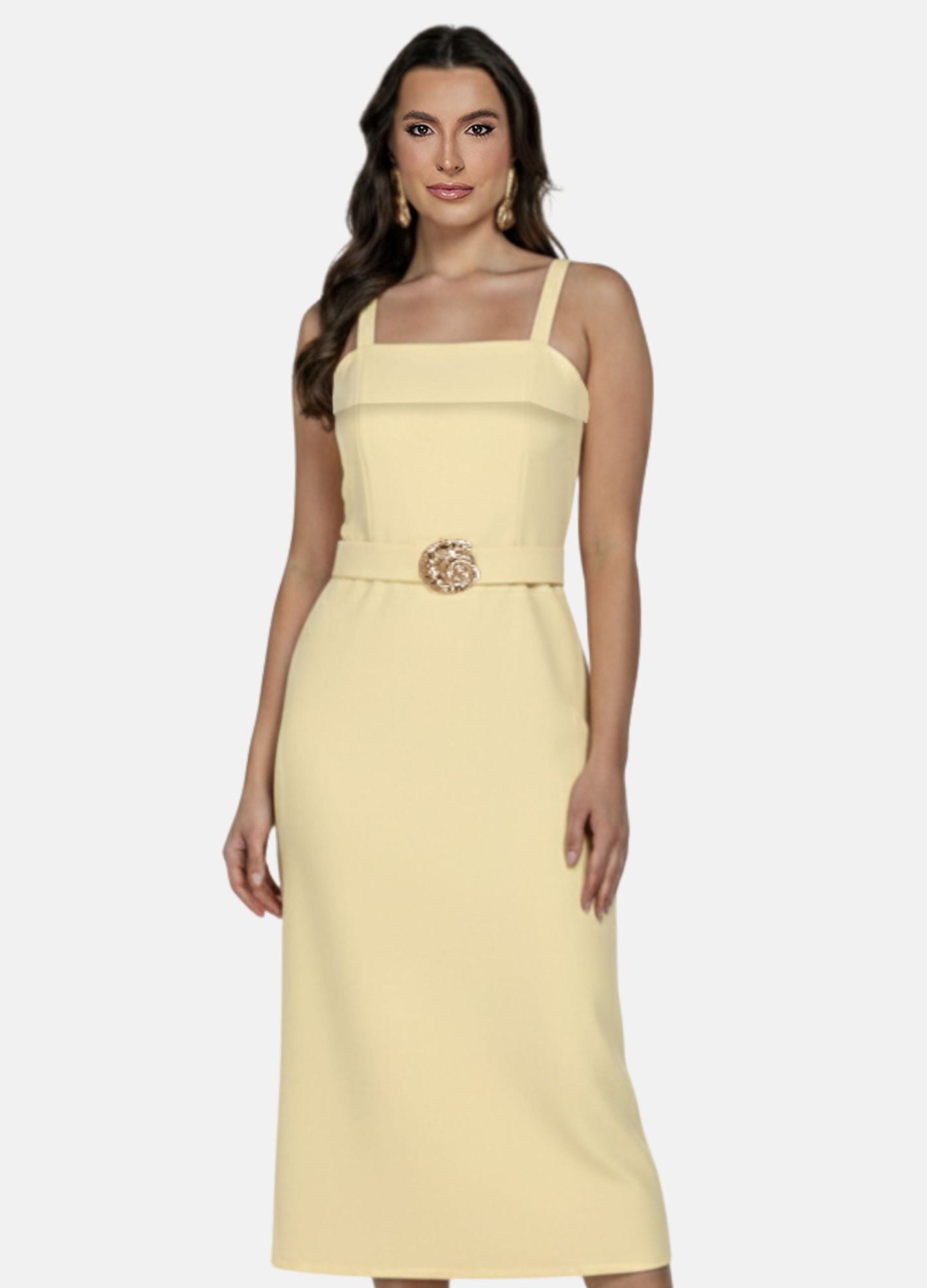 VESTIDO MIDI LAURA C/ PALA E FIVELA